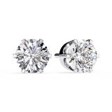 14K White Gold IGI Certified Round Solitaire Stud Earrings, 6 Prong, D-E Color, VVS/VS Clarity