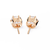 14K White Gold IGI Certified Round Solitaire Stud Earrings, 6 Prong, D-E Color, VVS/VS Clarity