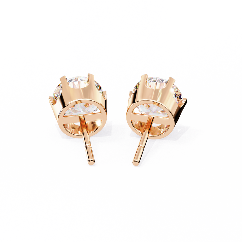 14K White Gold IGI Certified Round Solitaire Stud Earrings, 6 Prong, D-E Color, VVS/VS Clarity