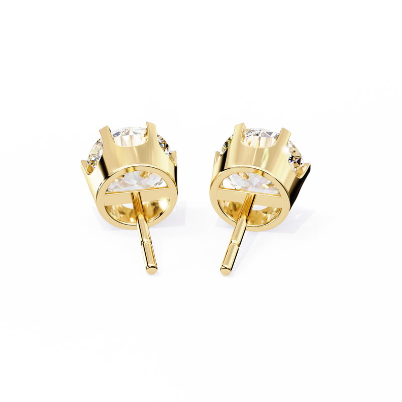 14K White Gold IGI Certified Round Solitaire Stud Earrings, 6 Prong, D-E Color, VVS/VS Clarity