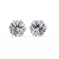 14K White Gold IGI Certified Round Solitaire Stud Earrings, 6 Prong, D-E Color, VVS/VS Clarity