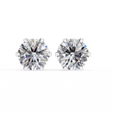 14K White Gold IGI Certified Round Solitaire Stud Earrings, 6 Prong, D-E Color, VVS/VS Clarity