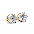 14K White Gold IGI Certified Round Solitaire Stud Earrings, 6 Prong, D-E Color, VVS/VS Clarity
