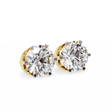 14K White Gold IGI Certified Round Solitaire Stud Earrings, 6 Prong, D-E Color, VVS/VS Clarity