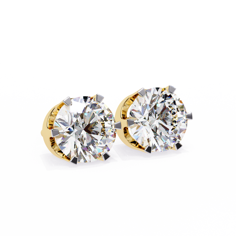 14K White Gold IGI Certified Round Solitaire Stud Earrings, 6 Prong, D-E Color, VVS/VS Clarity