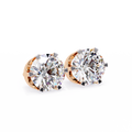 14K White Gold IGI Certified Round Solitaire Stud Earrings, 6 Prong, D-E Color, VVS/VS Clarity