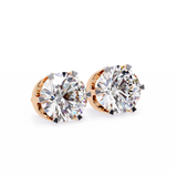 14K White Gold IGI Certified Round Solitaire Stud Earrings, 6 Prong, D-E Color, VVS/VS Clarity