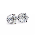 14K White Gold IGI Certified Round Solitaire Stud Earrings, 6 Prong, D-E Color, VVS/VS Clarity