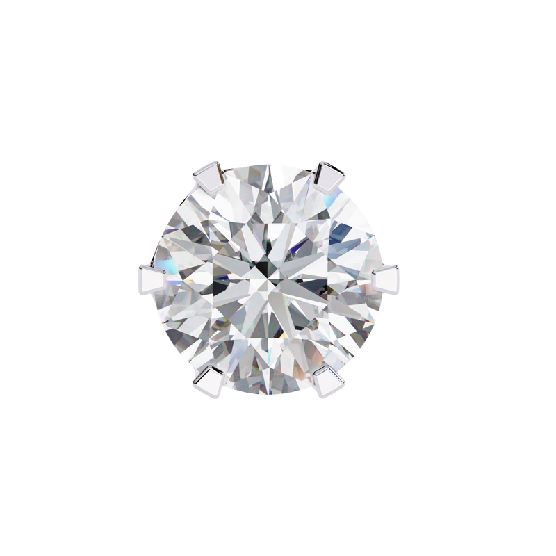 14K White Gold IGI Certified Round Solitaire Stud Earrings, 6 Prong, D-E Color, VVS/VS Clarity