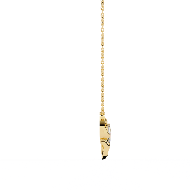 14K White Gold IGI Certified Marquise Diamond Twig Pendant – D-E Color, VVS–VS Clarity, Rabbit Ear Bail