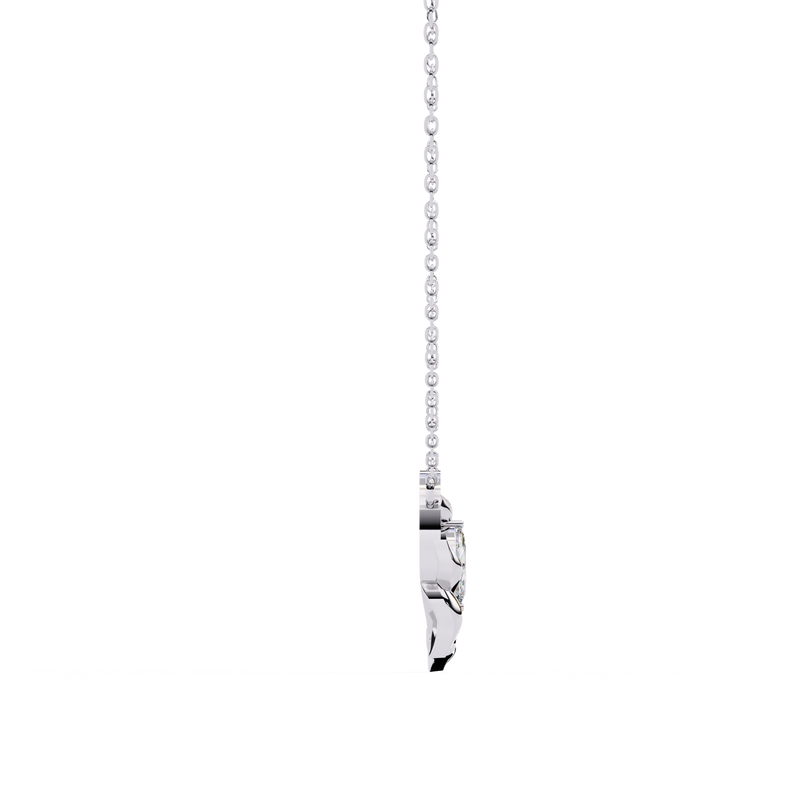 14K White Gold IGI Certified Marquise Diamond Twig Pendant – D-E Color, VVS–VS Clarity, Rabbit Ear Bail