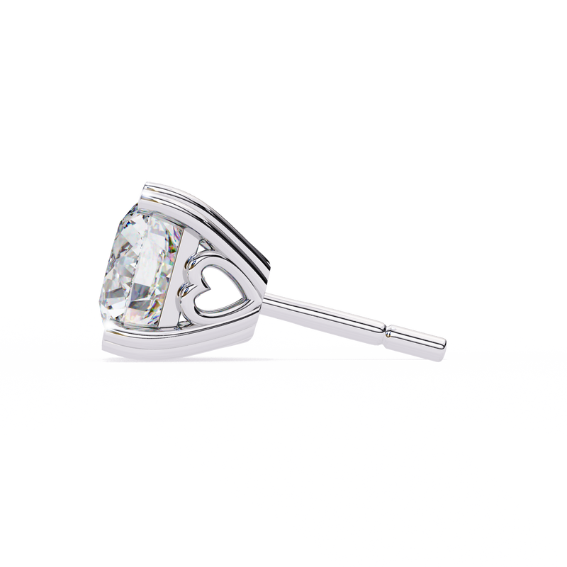 14K White Gold IGI Certified Round Solitaire Stud Earrings, 4 Prong, D-E Color, VVS/VS Clarity