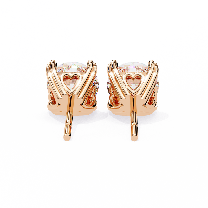 14K White Gold IGI Certified Round Solitaire Stud Earrings, 4 Prong, D-E Color, VVS/VS Clarity
