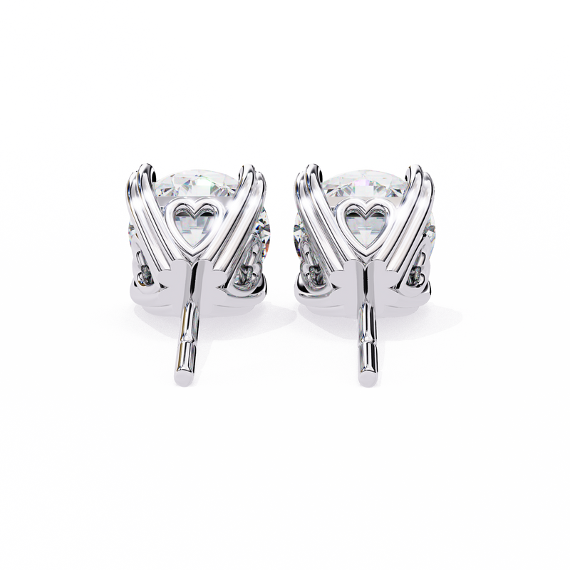 14K White Gold IGI Certified Round Solitaire Stud Earrings, 4 Prong, D-E Color, VVS/VS Clarity