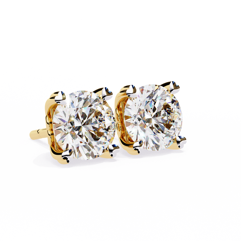 14K White Gold IGI Certified Round Solitaire Stud Earrings, 4 Prong, D-E Color, VVS/VS Clarity