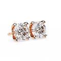 14K White Gold IGI Certified Round Solitaire Stud Earrings, 4 Prong, D-E Color, VVS/VS Clarity