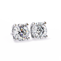 14K White Gold IGI Certified Round Solitaire Stud Earrings, 4 Prong, D-E Color, VVS/VS Clarity