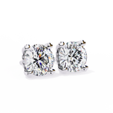 14K White Gold IGI Certified Round Solitaire Stud Earrings, 4 Prong, D-E Color, VVS/VS Clarity