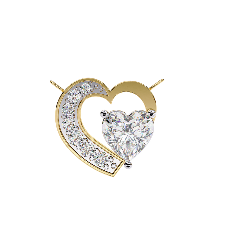 14K White Gold IGI Certified Double Heart Diamond Pendant – D-E Color, VVS–VS Clarity, Rabbit Ear Bail