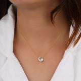 14K White Gold IGI Certified Double Heart Diamond Pendant – D-E Color, VVS–VS Clarity, Rabbit Ear Bail