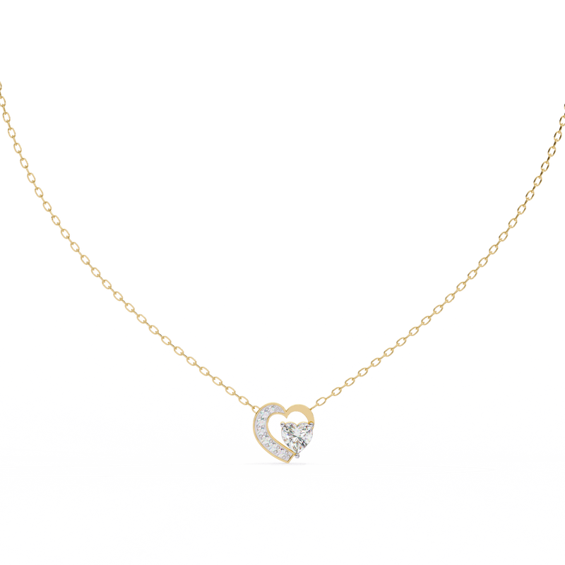 14K White Gold IGI Certified Double Heart Diamond Pendant – D-E Color, VVS–VS Clarity, Rabbit Ear Bail