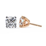 14K White Gold IGI Certified Round Solitaire Stud Earrings, 4 Prong, D-E Color, VVS/VS Clarity