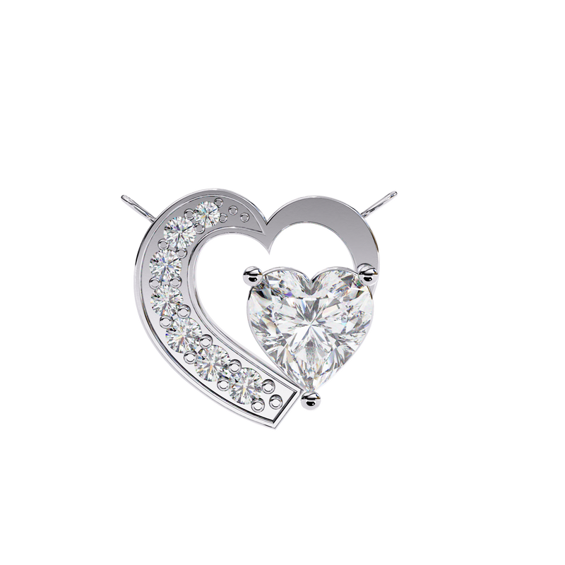 14K White Gold IGI Certified Double Heart Diamond Pendant – D-E Color, VVS–VS Clarity, Rabbit Ear Bail