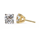 14K White Gold IGI Certified Round Solitaire Stud Earrings, 4 Prong, D-E Color, VVS/VS Clarity