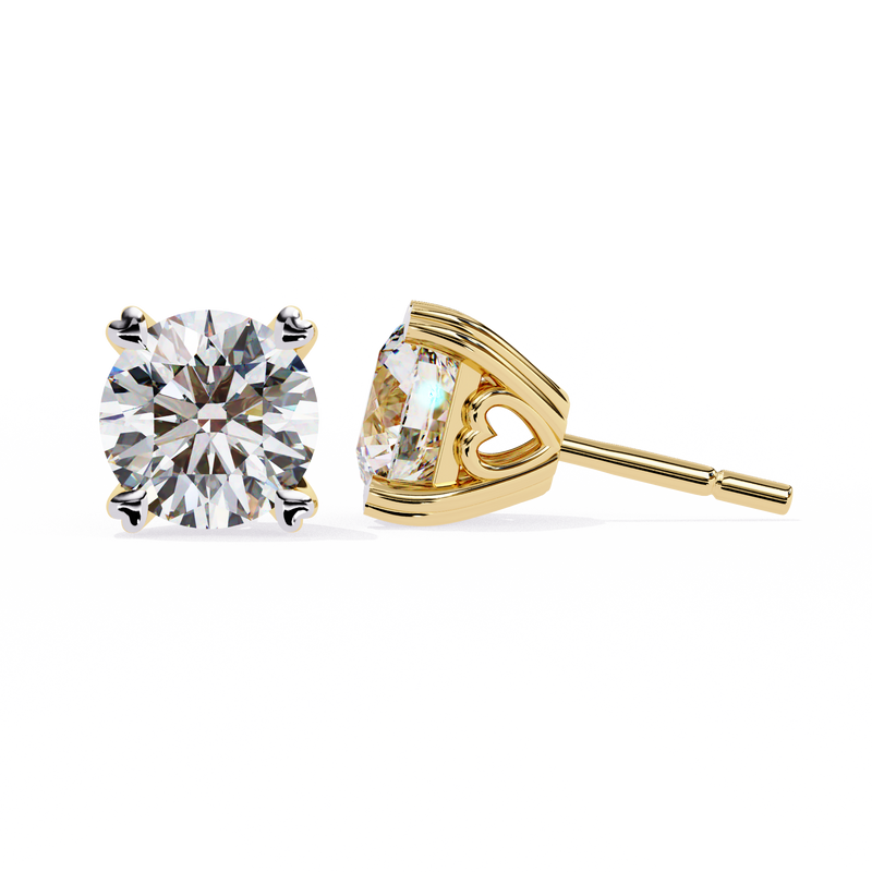 14K White Gold IGI Certified Round Solitaire Stud Earrings, 4 Prong, D-E Color, VVS/VS Clarity