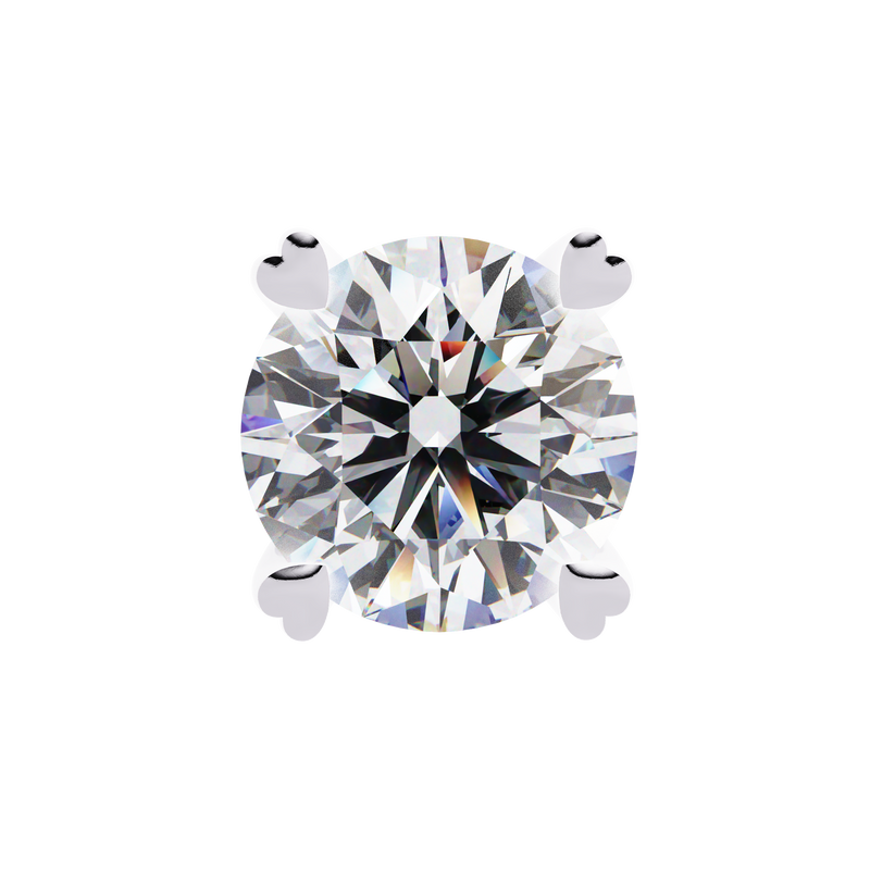 14K White Gold IGI Certified Round Solitaire Stud Earrings, 4 Prong, D-E Color, VVS/VS Clarity
