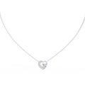 14K White Gold IGI Certified Double Heart Diamond Pendant – D-E Color, VVS–VS Clarity, Rabbit Ear Bail