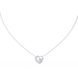 14K White Gold IGI Certified Double Heart Diamond Pendant – D-E Color, VVS–VS Clarity, Rabbit Ear Bail
