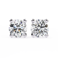 14K White Gold IGI Certified Round Solitaire Stud Earrings, 4 Prong, D-E Color, VVS/VS Clarity