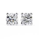 14K White Gold IGI Certified Round Solitaire Stud Earrings, 4 Prong, D-E Color, VVS/VS Clarity