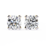 14K White Gold IGI Certified Round Solitaire Stud Earrings, 4 Prong, D-E Color, VVS/VS Clarity