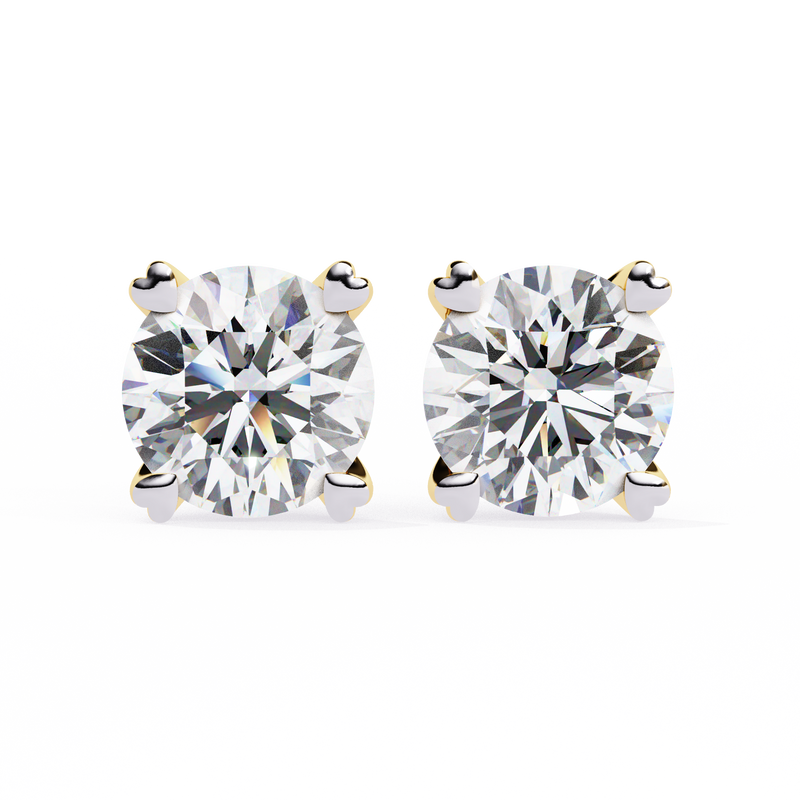14K White Gold IGI Certified Round Solitaire Stud Earrings, 4 Prong, D-E Color, VVS/VS Clarity