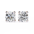 14K White Gold IGI Certified Round Solitaire Stud Earrings, 4 Prong, D-E Color, VVS/VS Clarity