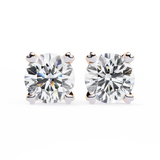 14K White Gold IGI Certified Round Solitaire Stud Earrings, 4 Prong, D-E Color, VVS/VS Clarity