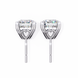 14K White Gold IGI Certified Round Solitaire Stud Earrings, 4 Prong, D-E Color, VVS/VS Clarity