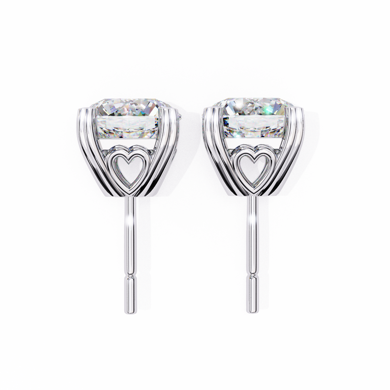 14K White Gold IGI Certified Round Solitaire Stud Earrings, 4 Prong, D-E Color, VVS/VS Clarity