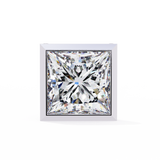 14K White Gold IGI Certified Princess Solitaire Stud Earrings, Bezel, D-E Color, VVS/VS Clarity