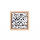 14K White Gold IGI Certified Princess Solitaire Stud Earrings, Bezel, D-E Color, VVS/VS Clarity