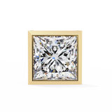 14K White Gold IGI Certified Princess Solitaire Stud Earrings, Bezel, D-E Color, VVS/VS Clarity
