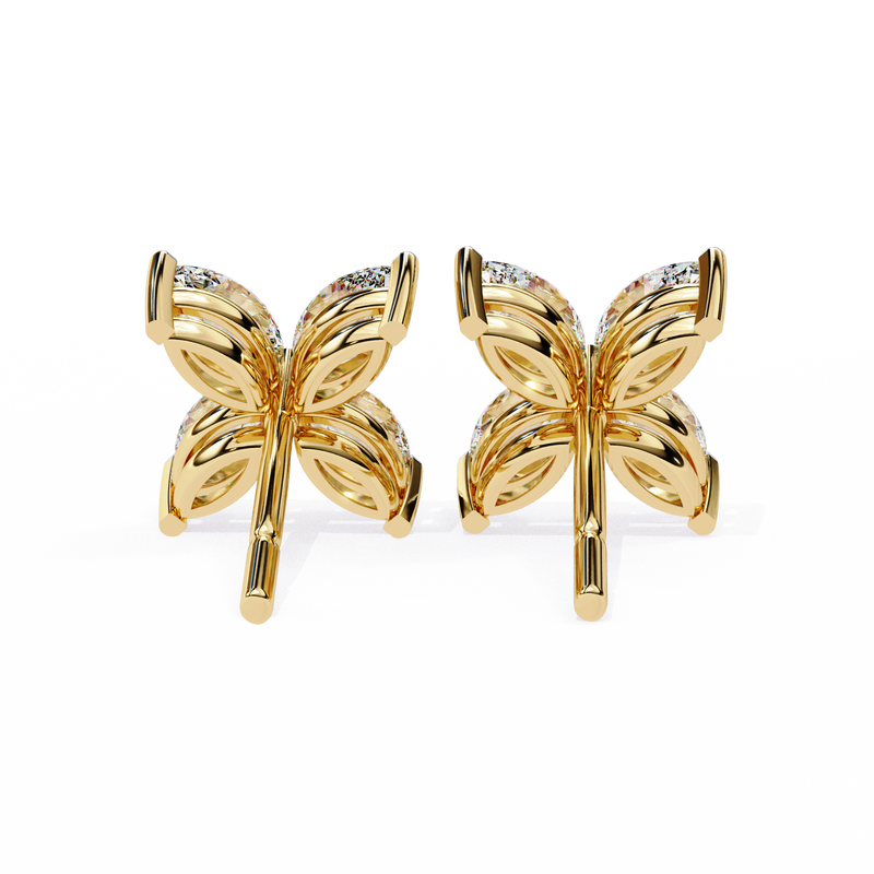 14K White Gold IGI Certified Marquise Diamond Flower Earrings, D-E Color, VVS/VS Clarity