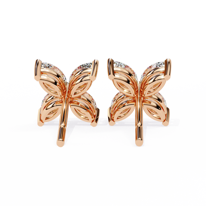 14K White Gold IGI Certified Marquise Diamond Flower Earrings, D-E Color, VVS/VS Clarity