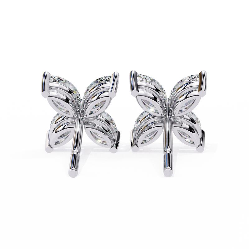 14K White Gold IGI Certified Marquise Diamond Flower Earrings, D-E Color, VVS/VS Clarity