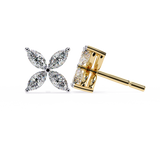 14K White Gold IGI Certified Marquise Diamond Flower Earrings, D-E Color, VVS/VS Clarity