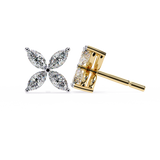 14K White Gold IGI Certified Marquise Diamond Flower Earrings, D-E Color, VVS/VS Clarity