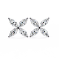 14K White Gold IGI Certified Marquise Diamond Flower Earrings, D-E Color, VVS/VS Clarity