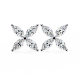 14K White Gold IGI Certified Marquise Diamond Flower Earrings, D-E Color, VVS/VS Clarity